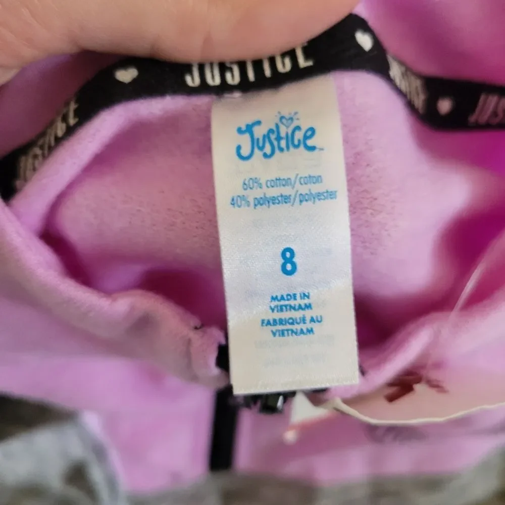 Justice Purple & Gray Gymnast Graphic Quarter Zip Pullover Top Size 8 NWT